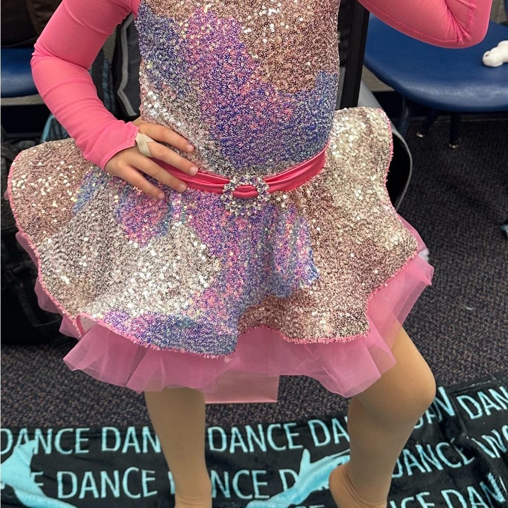 Glittery Pink and Purple Kids Dance Costume